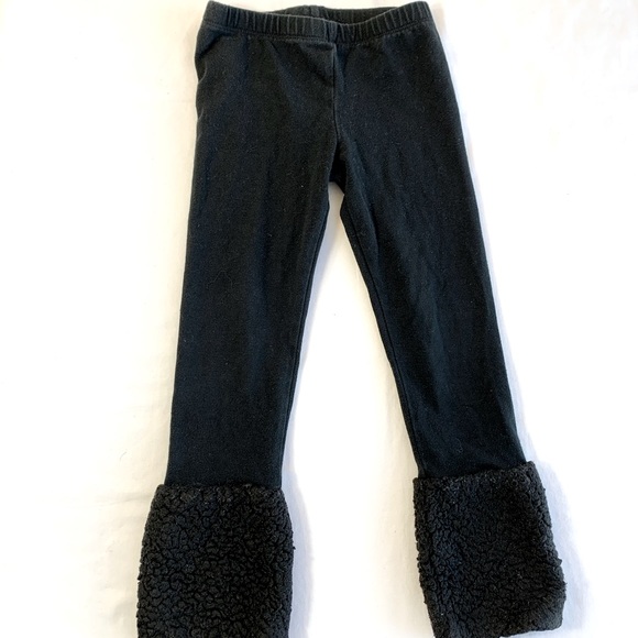 Girls size 4T black leggings with “fur” muff at the end of each leg winter - Picture 1 of 5